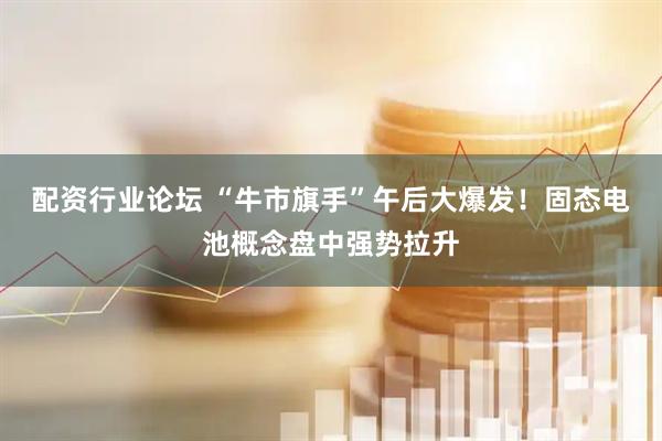 配资行业论坛 “牛市旗手”午后大爆发！固态电池概念盘中强势拉升
