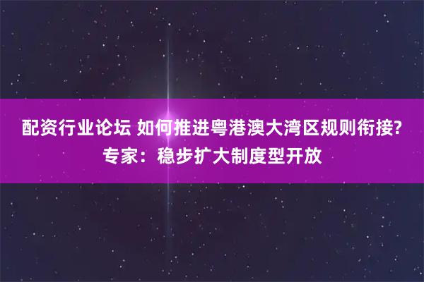配资行业论坛 如何推进粤港澳大湾区规则衔接?专家：稳步扩大制度型开放